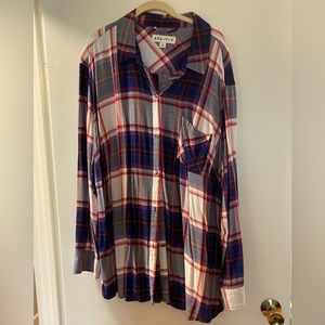 Long sleeve plaid shirt. Plus size